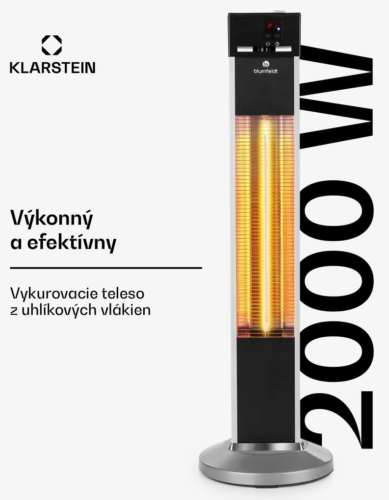 Blumfeldt Heat Guru, infračervený ohrievač, 2000 W, 3 stupne ohrevu, stojanový, diaľkové ovládanie, strieborný