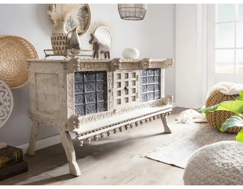 furniture-nabytek.cz - Masívna komoda Damchaya II z mangového dreva, lakovaná, biela