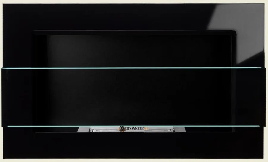 Závesný biokrb na stenu EOS ČIERNY LESK SO SKLOM 65x40x12