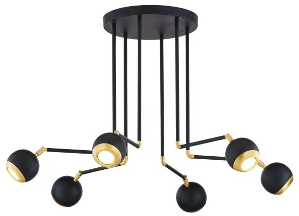 Jupiter 1987 - Luster na tyči VILAR 6xGU10/10W/230V čierna/zlatá