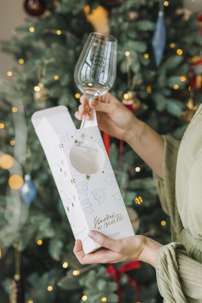 Bella Rose Pohár na víno Nasávám vánoční atmosféru + vianočná krabička – CZ