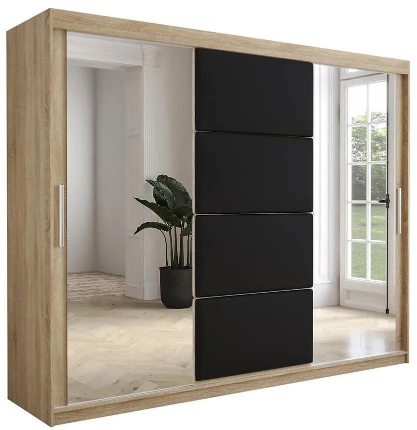 Skriňa Tapi 250 Dub Sonoma/Čierna ekokoža