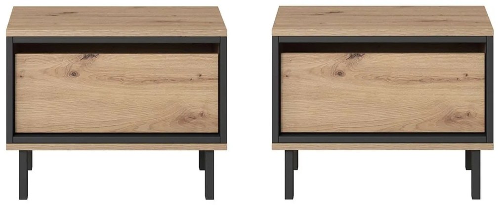 Sada dvoch nočných stolíkov PINTO II Dub Artisan + čierna