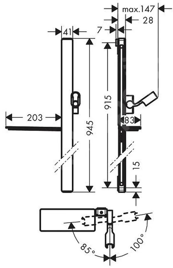 Hansgrohe Unica, sprchová tyč E 900 mm so sprchovou hadicou Isiflex 1600 mm, biela/chrómová, HAN-27640400