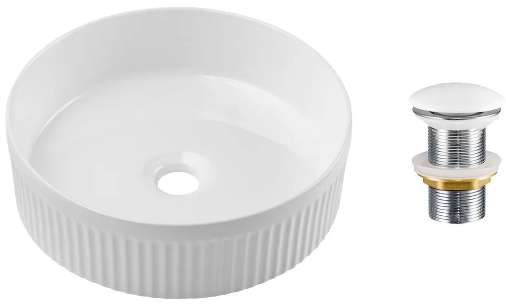 Sada keramického umyvadla na dosku a výpusti Beyond 2 biela