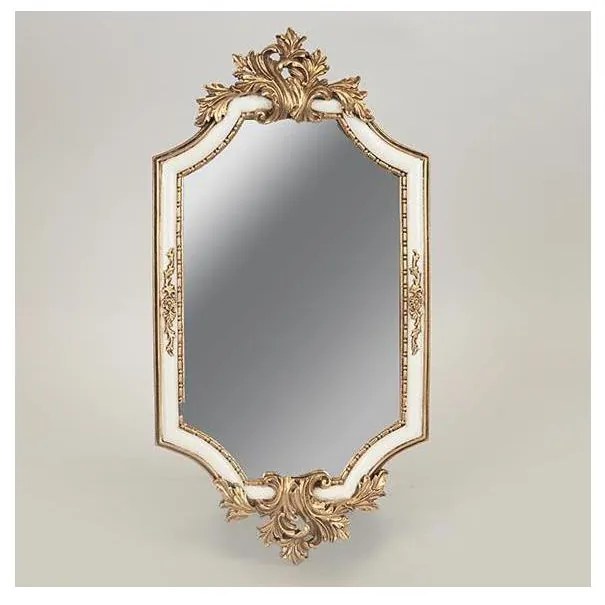 Nástenné zrkadlo 41x21 cm biela/zlatá