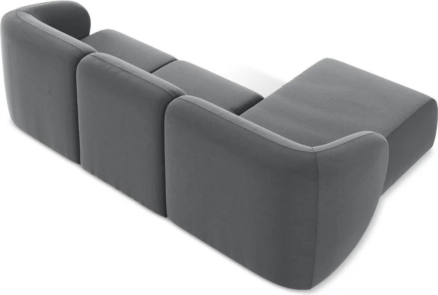 Sivá zamatová rohová pohovka (ľavý roh/s leňoškou) Lani – Makamii