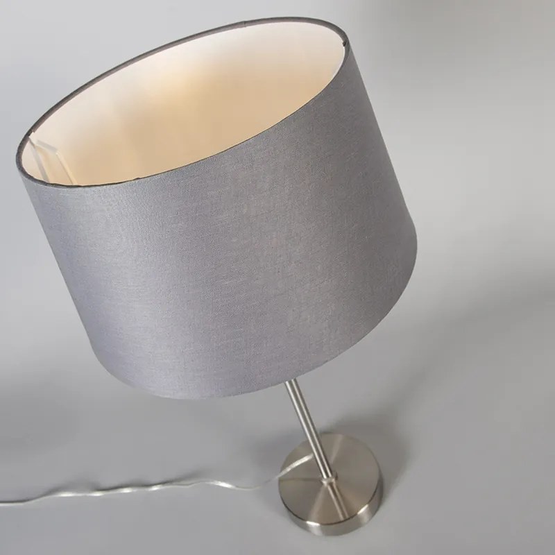 Stolná lampa z ocele s šedým tienidlom 35 cm nastaviteľná - Parte