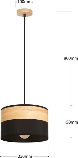 Luster na lanku ALBA 1xE27/15W/230V pr. 25 cm čierna/hnedá