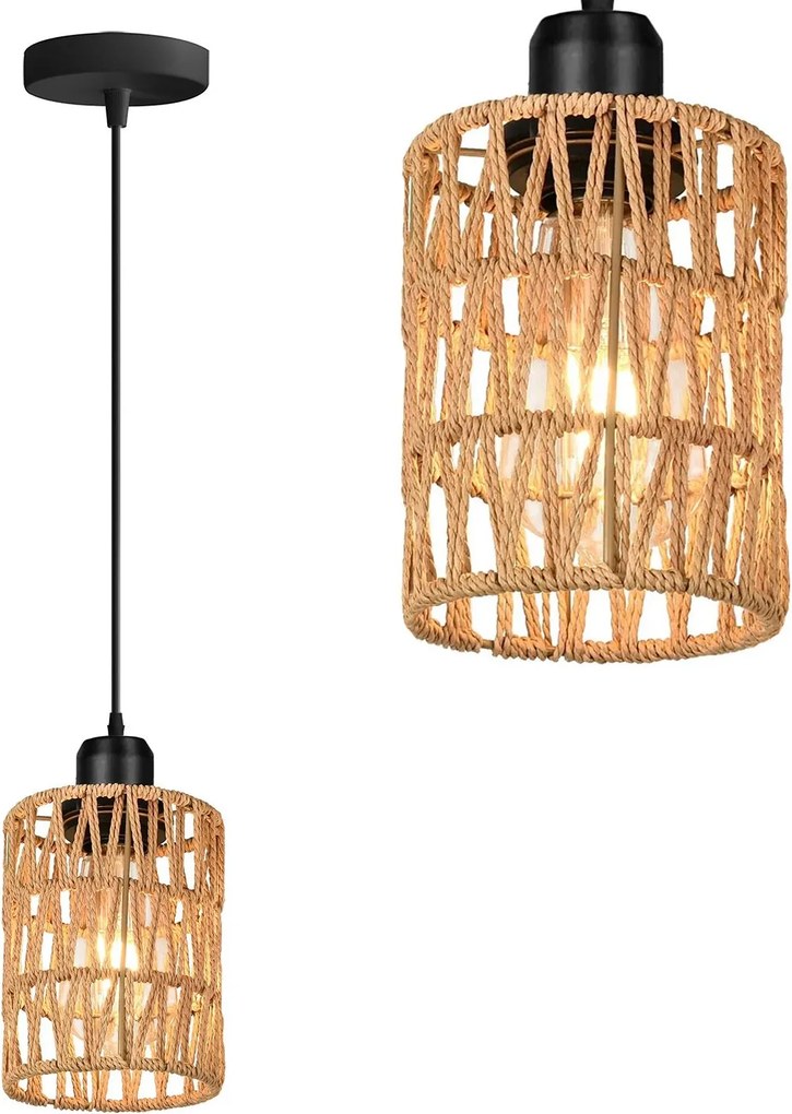 Toolight Boho, závesné stropné svietidlo 1xE27 APP1622-1CP, hnedá-čierna, OSW-05681