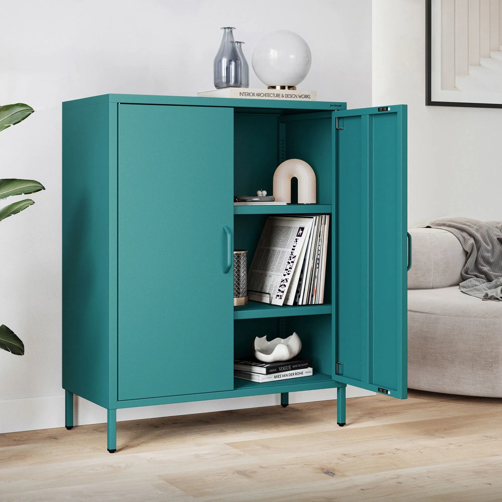 Skrinka do obývačky s policami VITO, 800 x 1015 x 400 mm, Modern: morská farba