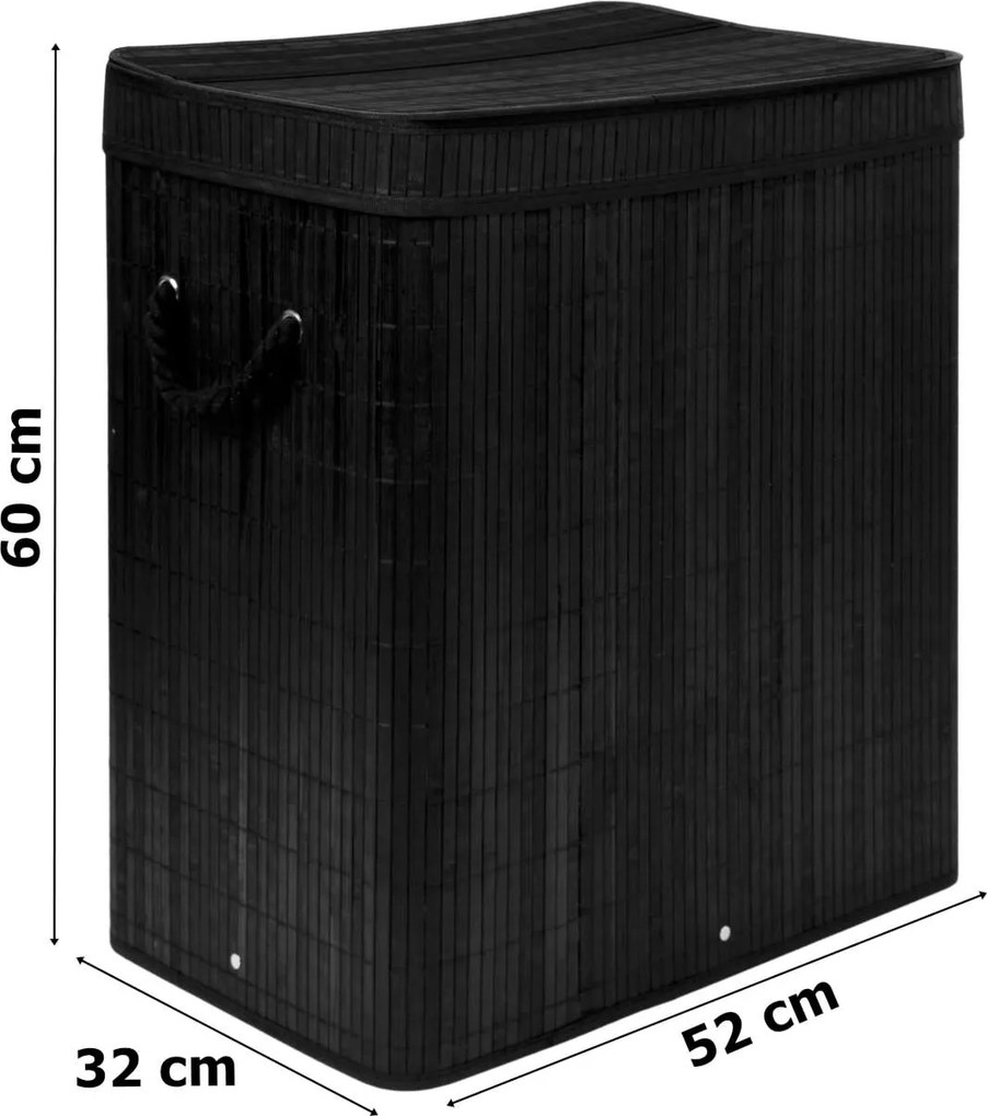 Dvojkomorový bambusový kôš na bielizeň Soren - čierny
