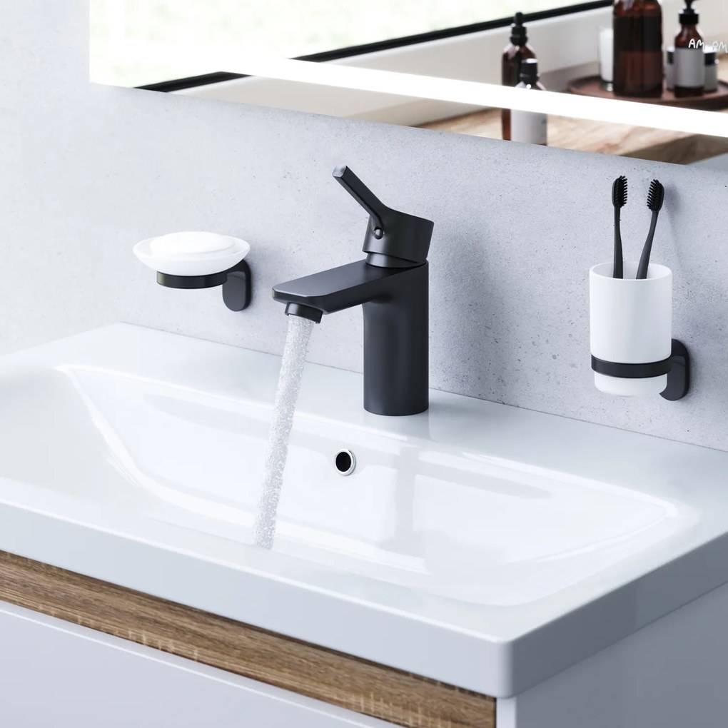 Umývadlová batéria AM.PM X-Joy S FXB82122 jednopáková s odtokovým ventilom, čierna