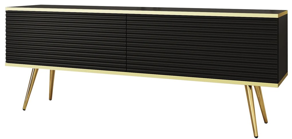 Závesný televízny stolík Oro MDF 135 cm čierny/zlatý