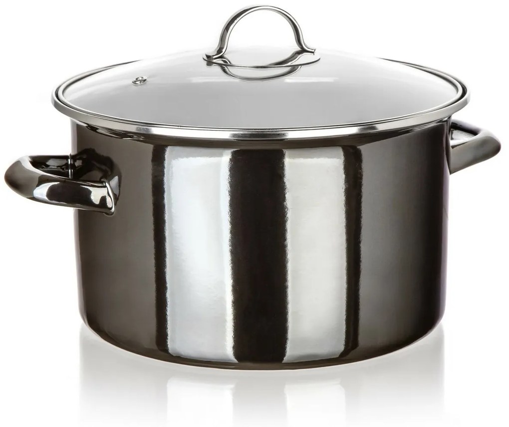 Banquet Hrniec smaltovaný METALLIC Black 26 cm, 6 l, s pokrievkou, 26 cm