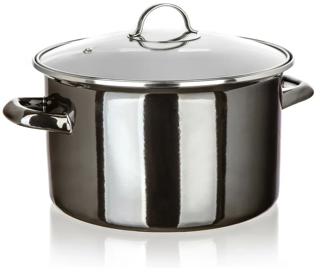 Banquet Hrniec smaltovaný METALLIC Black 26 cm, 6 l, s pokrievkou, 26 cm