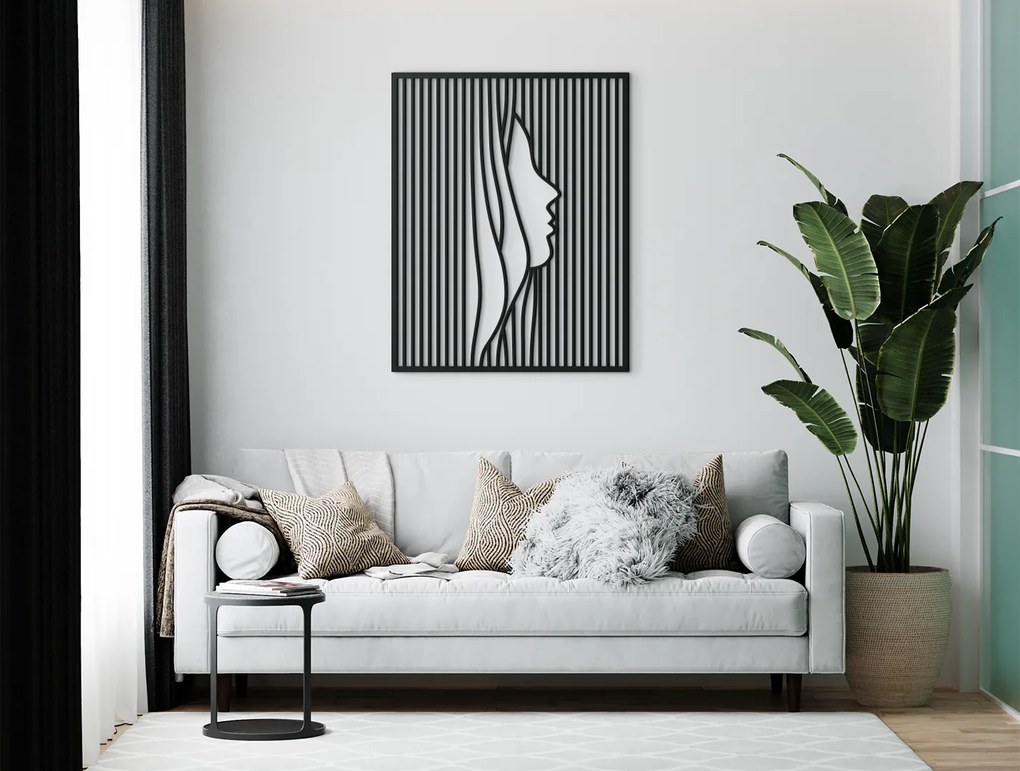 drevko Minimalistický obraz z dreva Tvár ženy Rozmer obrazu: 41 x 32,5 cm, Farba dekorácie: Čierna