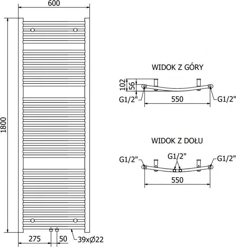 Mexen Ares, elektrické vykurovacie teleso 1800 x 600 mm, 1200 W, čierna, W102-1800-600-6120-70
