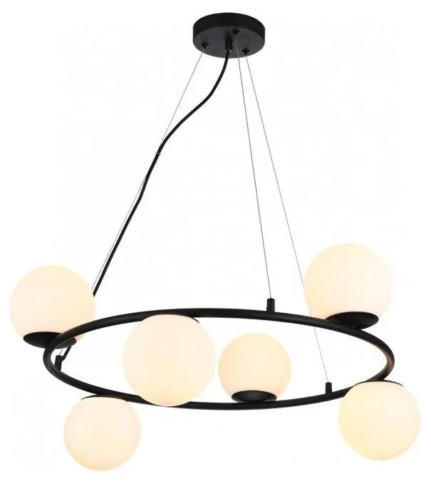 Redo 01-3158 - Luster na lanku BOWLING 6xE14/28W/230V čierna