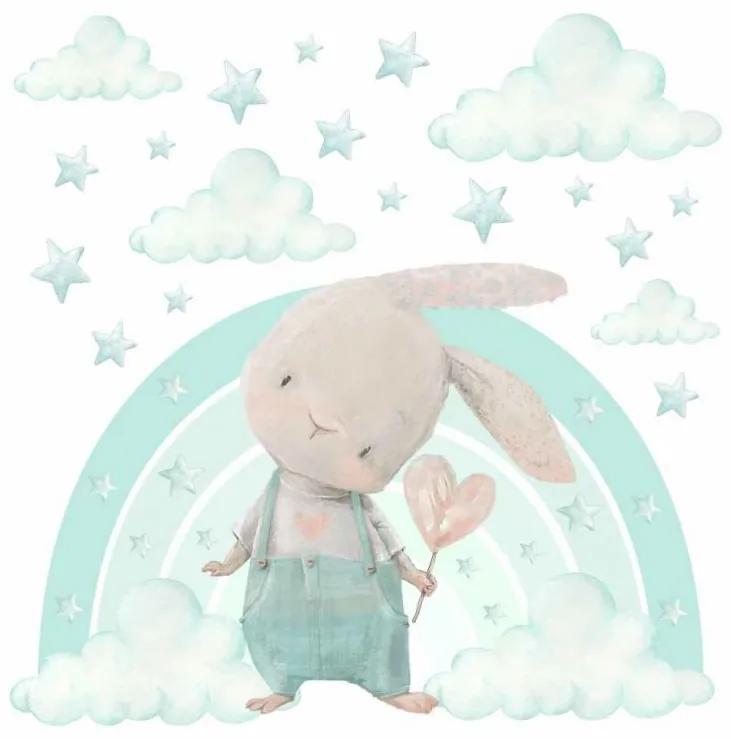 Gario Detská nálepka na stenu Zajačik na dúhe s hviezdami Farba: Fialová