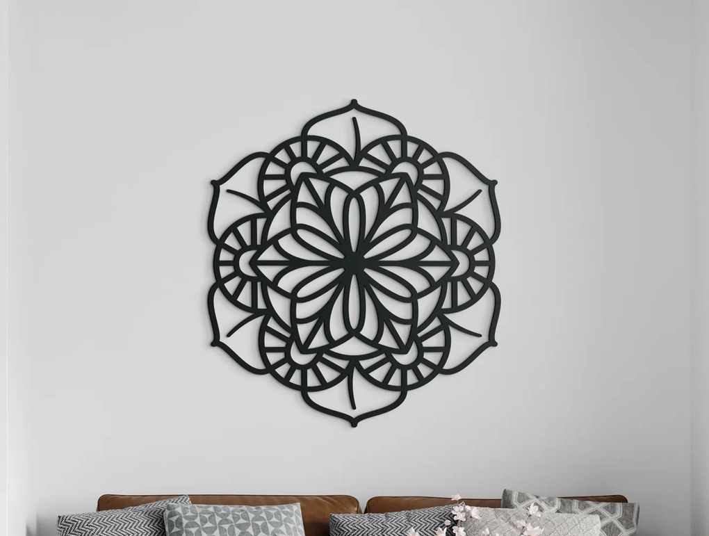 drevko Geometrická mandala na stenu Rozmer obrazu: 50 x 44,5 cm, Farba dekorácie: Čierna