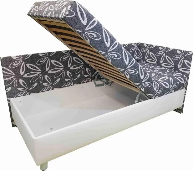 Posteľ Lexa s čelami, pravá, sivá (a77, rošt polohovací/fenix)