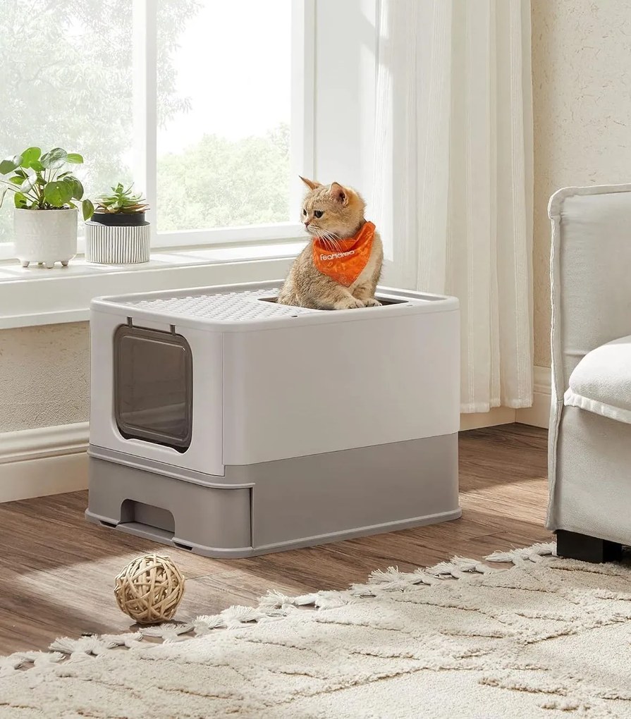 Feandrea Mačacia toaleta plastová Tuva, sivá