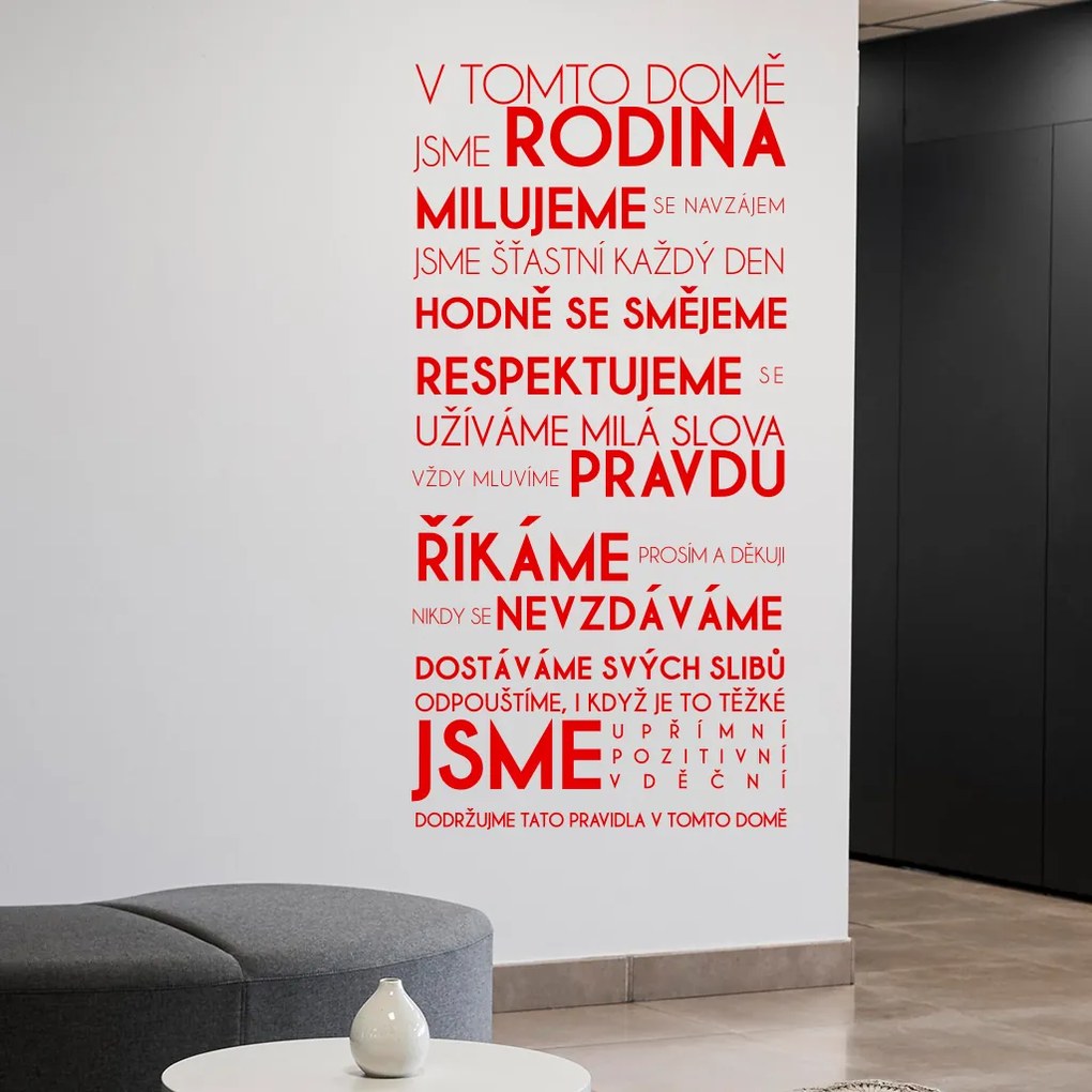 Veselá Stena Samolepka V tomto dome Farba: hnedá, Veľkosť: 100 x 207 cm
