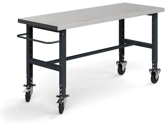 Mobilný dielenský stôl TRUST, 2000x760 mm, 200 kg, oceľový povrch