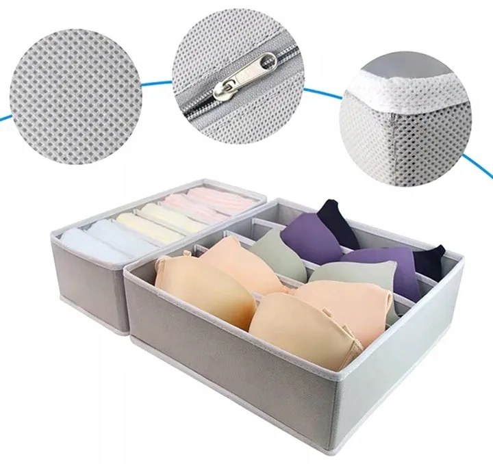 eCarla Organizér na spodnú bielizeň, sada 4 ks, SPRINGOS - sivý