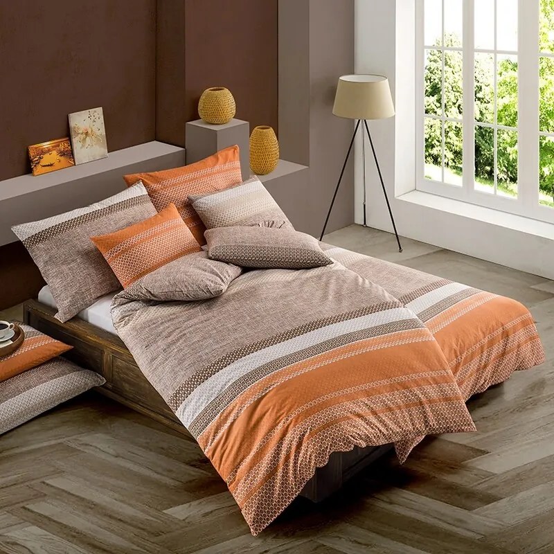 BedTex Bavlnené povlečení Federiko oranžová, 140 x200 cm, 70 x 90 cm
