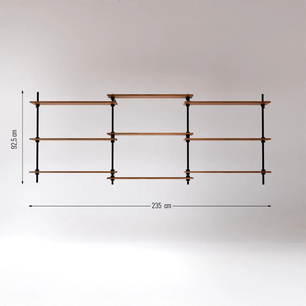 Regál na stenu DECO s 9 policami 92,5x235x17,5 cm