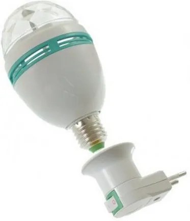 Grugen Rotačná LED disco RGB žiarovka s adaptérom