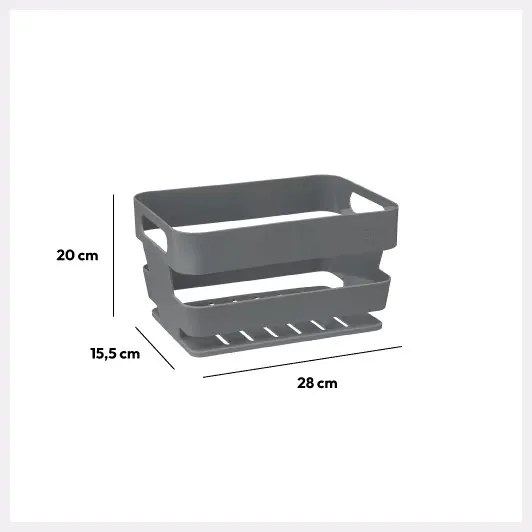 Úložný box na hračky do vane alebo sprchy s dierovaným dnom, sivý BATH