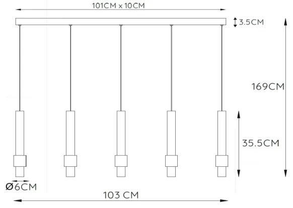 Lucide 24402/30/30 -LED Stmievateľný luster na lanku MARGARY 5xLED/4,2W/230V čierna