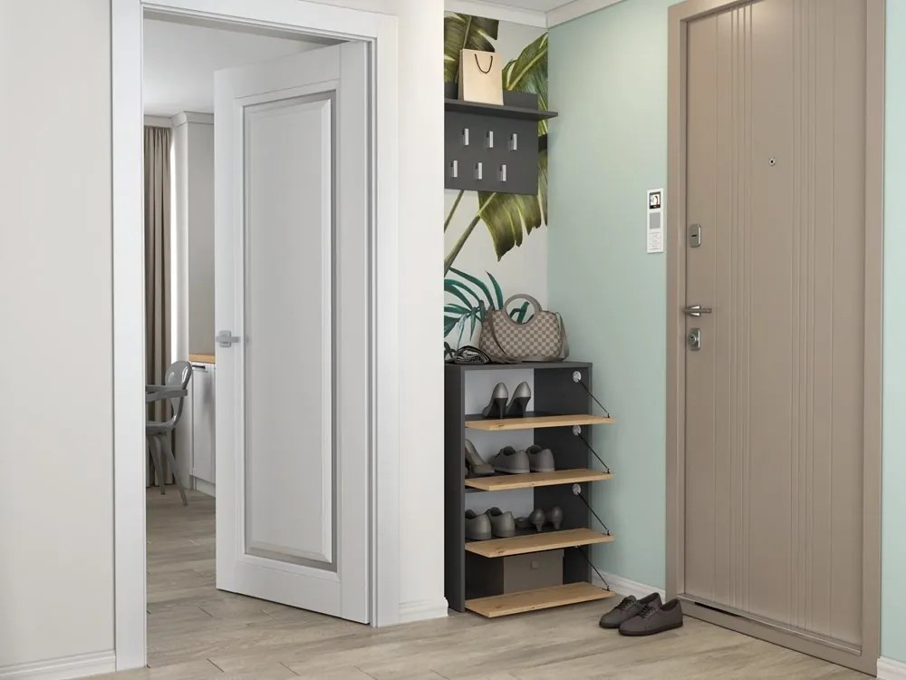 Botník MODO 88 cm antracit/dub remeselný