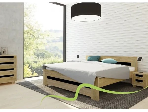 TEXPOL Manželská masívna posteľ SALMA so skleneným čelom Veľkosť: 200 x 200 cm, Materiál: BUK morenie mahagón
