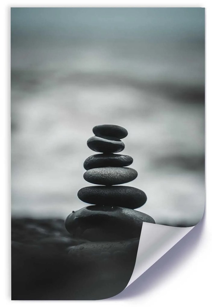 Gario Plagát Hromada kameňov v sivej farbe Farba rámu: Bez rámu, Rozmery: 20 x 30 cm