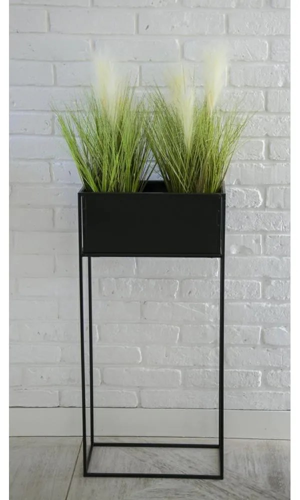 KOVOVÝ KVETINÁČ SO STOJANOM RECT 90X24X44 CM ČIERNA