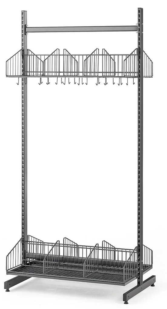 Vešiak so stojanom na topánky TRÅD, základná sekcia, 900x2000 mm, tmavošedá