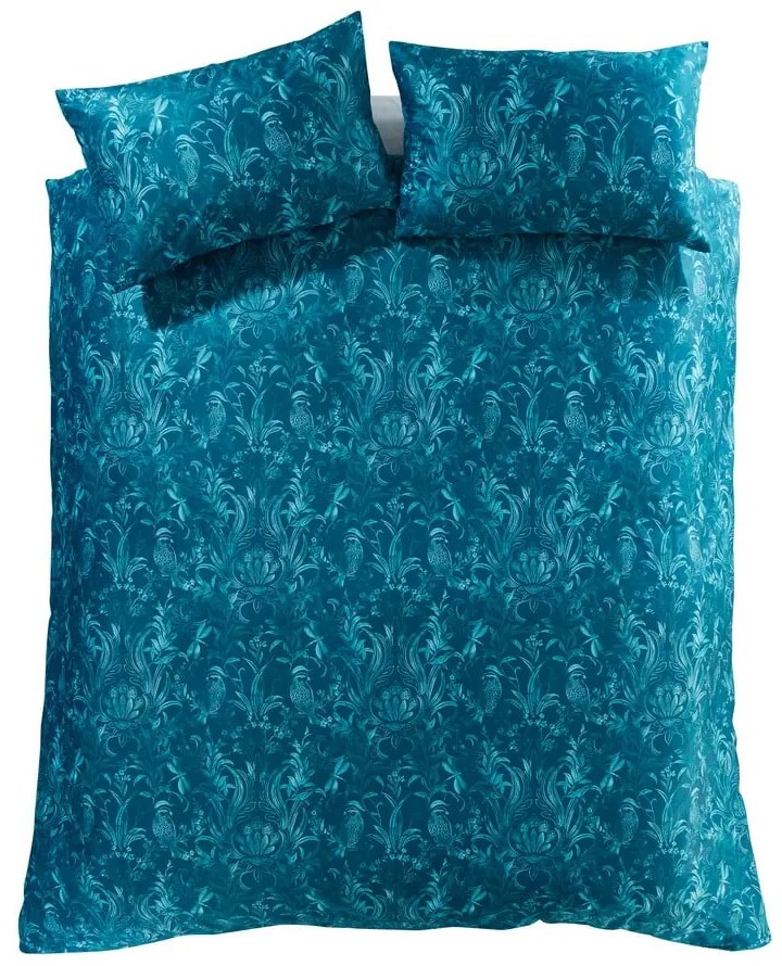 Modré zamatové obliečky na dvojlôžko/predĺžené 230x220 cm Bridgerton Regal Birds – Catherine Lansfield