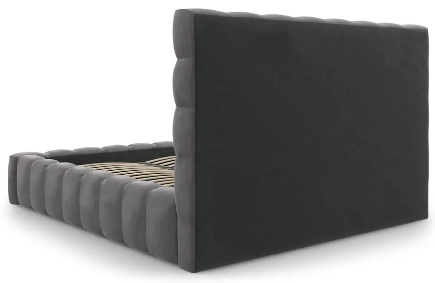 Sivá čalúnená dvojlôžková posteľ s úložným priestorom s roštom 180x200 cm Bali – Cosmopolitan Design