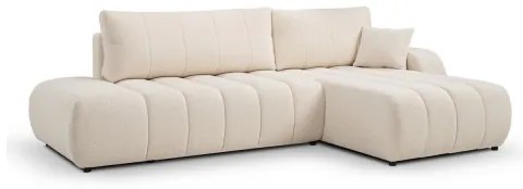 Rozkladacia rohová sedacia súprava DESIO s úložným priestorom v tvare L, pravé prevedenie, béžová