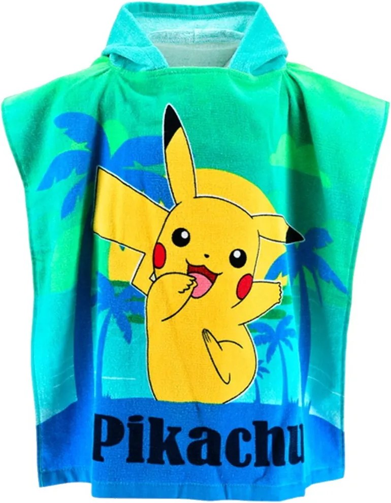 Detské plážové pončo - osuška s kapucňou Pokémon Pikachu - rozbalené