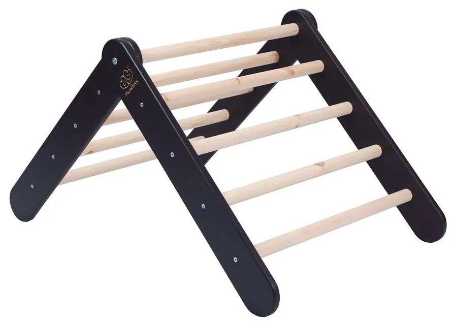 Čierny pikler trojuholník z borovicového dreva 46x87x60 cm Montessori – Meowbaby