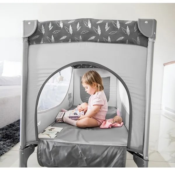 BabyOno - Cestovná postieľka BASIC sivá