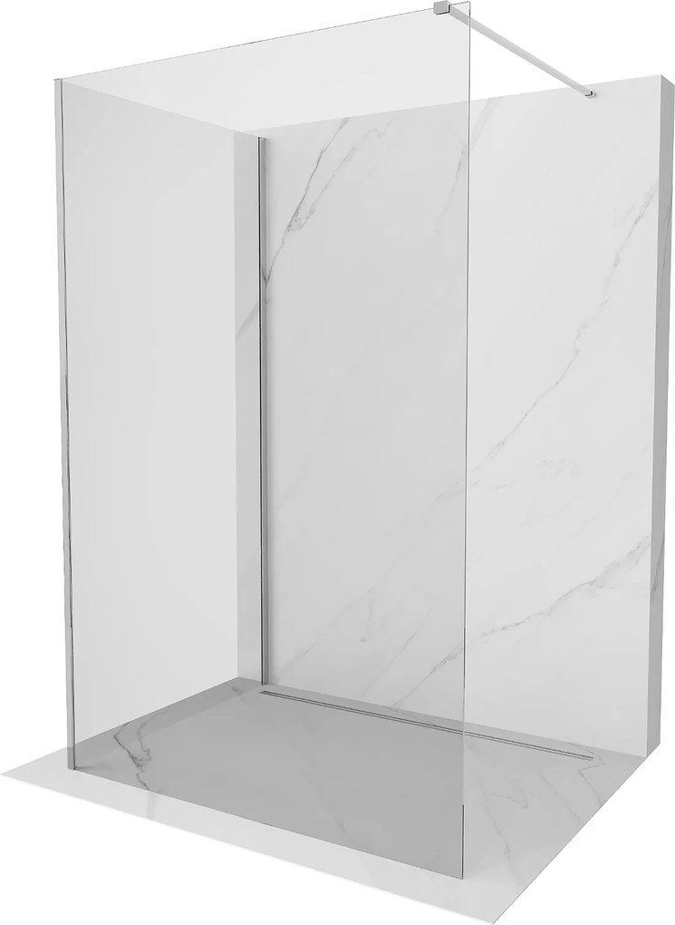 Mexen Kioto, 2-stenová sprchová zástena Walk-In 125 x 80 cm, 8mm číre sklo, chrómový profil, 800-125-212-01-00-080