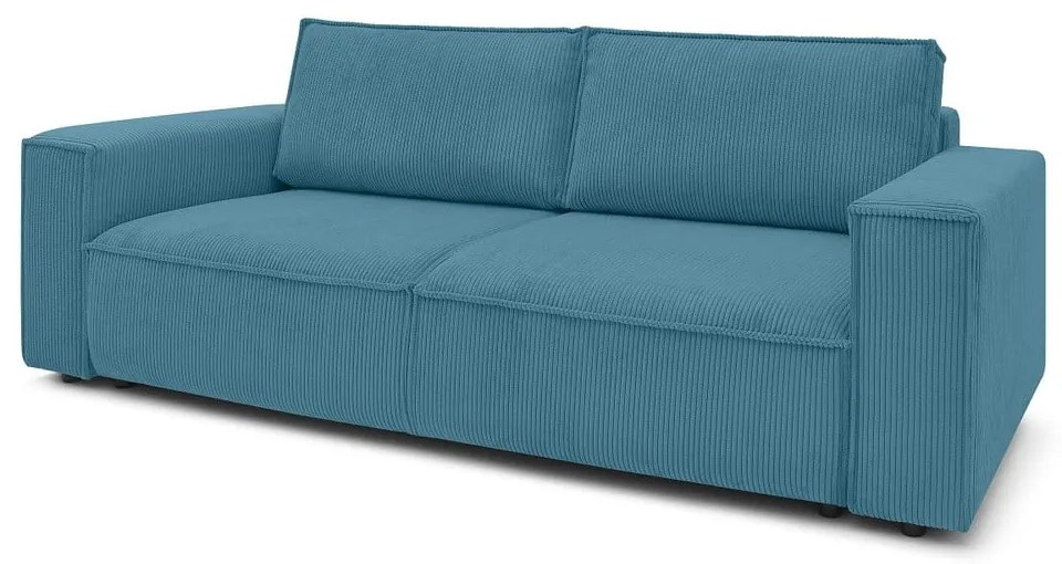 Tyrkysovomodrá menčestrová rozkladacia pohovka 245 cm Nihad – Bobochic Paris