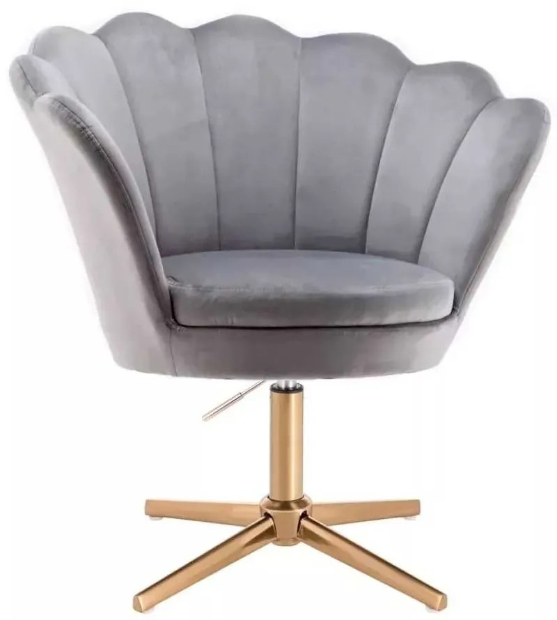 LuxuryForm DESIGN Kreslo FREY VELUR na zlatom kríži - svetlo šedé