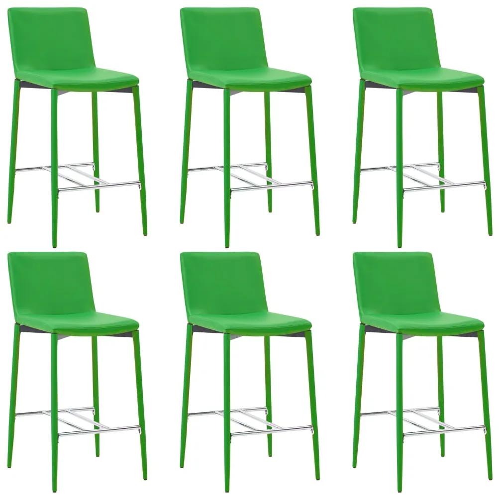 vidaXL Barové stoličky 6 ks, zelené, umelá koža